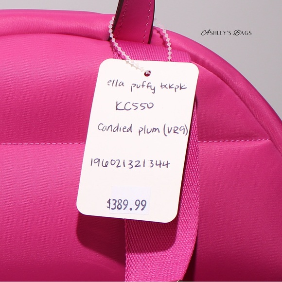 Kate Spade Ella Large Puffy Backpack In Candied Pink - Picture 8 of 10